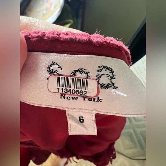 Sea New York azzedine dress red bohemian embroidered smocked drop waist pin tuck - Picture 8 of 9